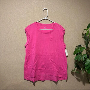 NWT Anthropologie Maeve Pink Oversized Sleeveless Tank Tee Size Small